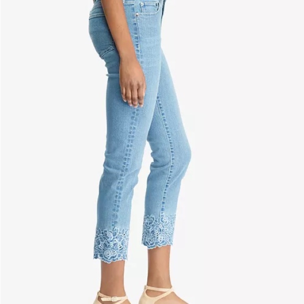 Ralph Lauren premier straight Cropped Jeans with embroidered Detail - Picture 2 of 12
